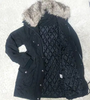 블랙 모즈 코트 충전솜 인조 모피 부착 L 은색 버튼