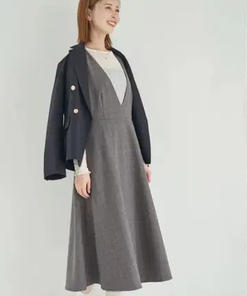 체크 오버롤 스커트 로페피크닉 36 그레이