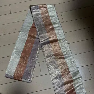 반폭 오비 실버 핑크 브라운 스트라이프