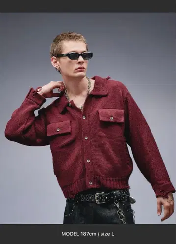 ANDER HUNK 버건디 가디건