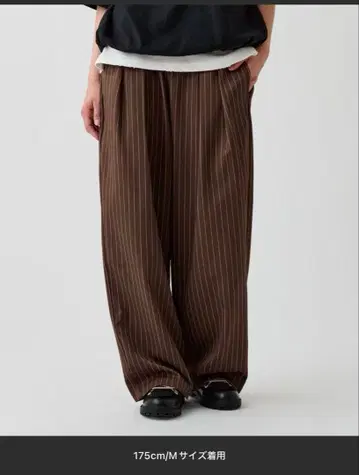 WETTEMPT 투 턱 이지 스트라이프 슬랙스 브라운 M