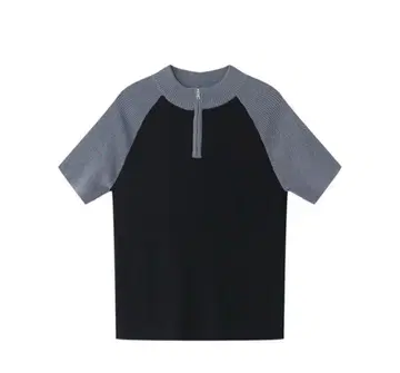 지퍼 래글런 슬리브 T셔츠 L