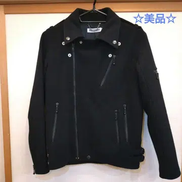 DISCOVERED 울 소재 블랙 더블 라이더 자켓