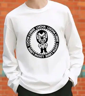 루차 리브레 캐릭터 롱 슬리브 티셔츠