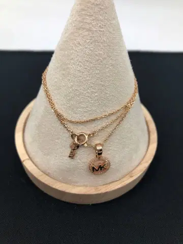 MK 골드톤 2연 목걸이