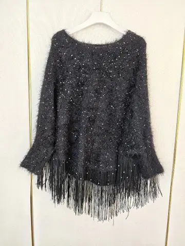 비즈 장식 프린지 니트 스웨터