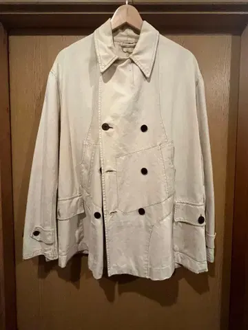 50s vintage 독일 코튼 린넨 자켓 아이보리 레어