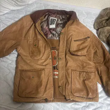 VIA 브라운 가죽 자켓