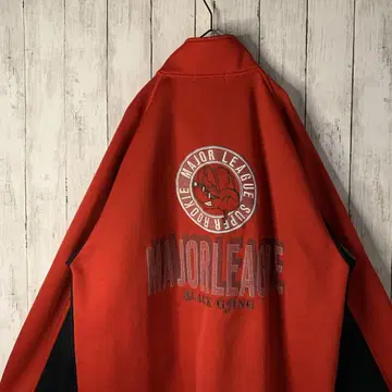 블랙갱 자수 빅 로고 바이컬러 레드 오버사이즈