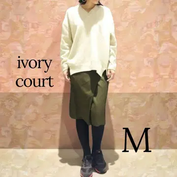 [ 일본제 아이보리 코트 M 사이즈 ] 고급 레이온 혼방 랩스커트 올리브