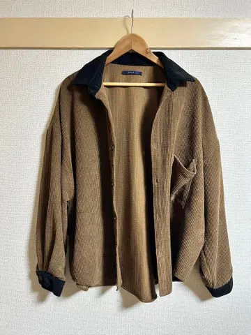 남성용 브라운 코듀로이 긴팔 셔츠