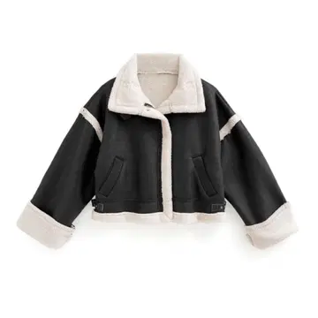 GRL 무스탕 보아 라이더 자켓 블랙