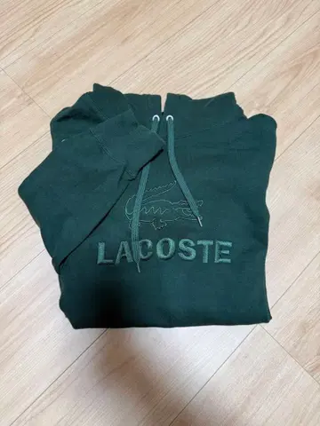 LACOSTE 다크 그린 후드 부착 후드티