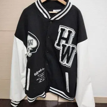 HW 바시티 자켓 블랙/화이트