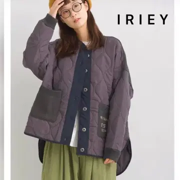 iriey(아이리) 니트 절개 퀼팅 백 로고 자켓 완판템