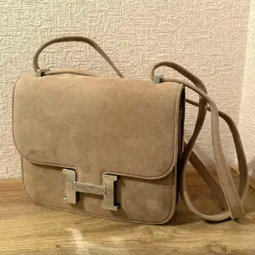 새상품급 H 금장 장식 천연 가죽 스웨이드 숄더백