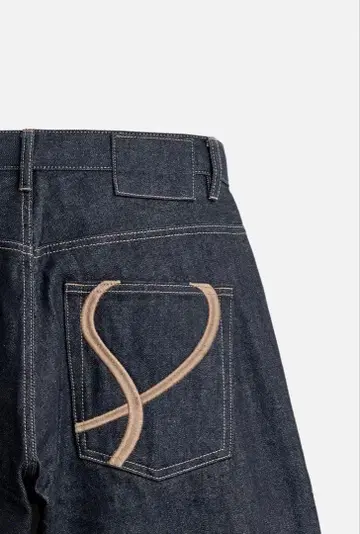 자수 배기 핏 청바지