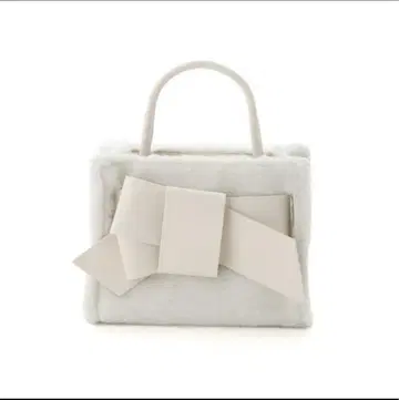 FRAY I.D 바이컬러 퍼 리본 미들 백