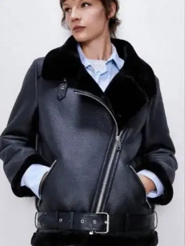 ZARA 블랙 가죽 라이더 자켓