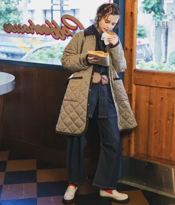 베이지 퀼팅 롱 자켓 아우터 겉옷 캐주얼 겨울 아우터