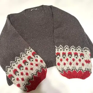 Mes demoiselles 노르딕 무늬 소매의 긴팔 니트