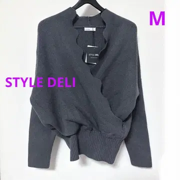 새상품 STYLE DELI 스캘럽 디자인 니트 스웨터 M 그레이