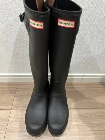 새상품급 HUNTER 블랙 레인부츠 버클 포함 25cm
