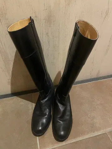 천연 가죽 디세트디세트 롱 부츠 블랙 낮은 힐 25cm 일본제