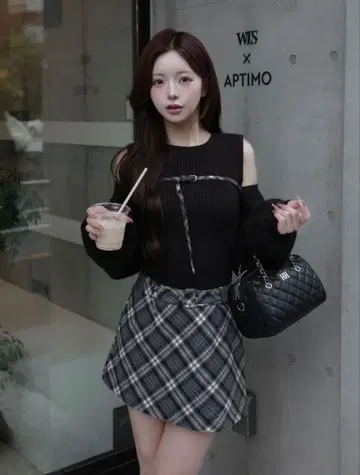 Darich 도킹 미들 허리 니트 미니 원피스