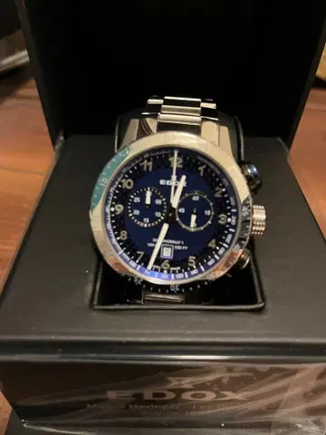 EDOX 크로노 리 10114 3NBU BU 네이비 다이얼 쿼츠