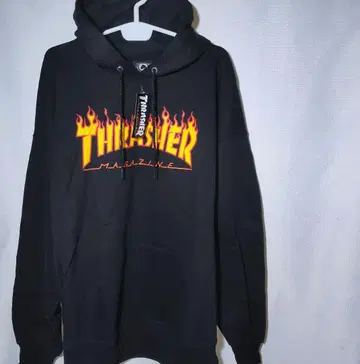 새상품 후드티 XL 트레셔 불꽃 로고 스케이트보드 풀오버 속기모