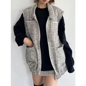 EMODA 에모다 오버 트위드 베스트