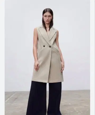 ZARA 더블 브레스트 소프트 롱 베스트