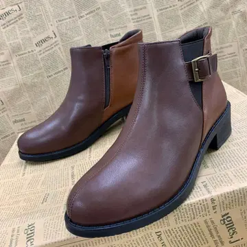 새상품 여성용 S사이즈 발수 인조 가죽 부츠 짙은 브라운 9858