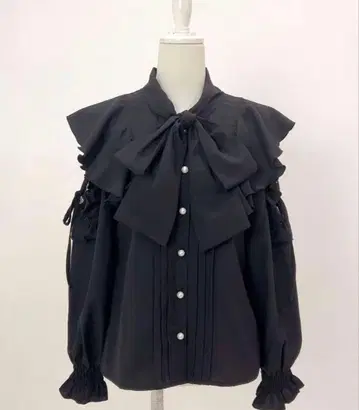 DearMyLoveRose 숄더 레이스 프릴 리본 블라우스 택 포함