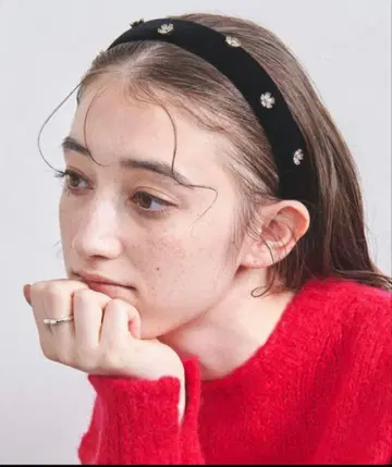 미사용 UNITED ARROWS 플라워 비쥬 헤드밴드