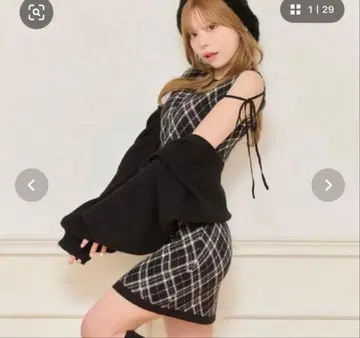 apres jour 레이어드 스타일 니트 원피스 블랙