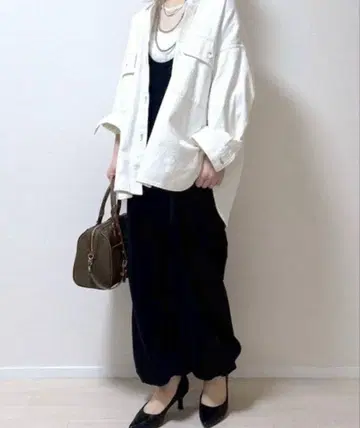 바빌론 데님 빅 셔츠 화이트 오버 사이즈