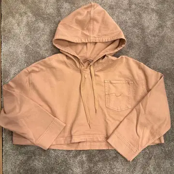 누메로 N21 7 FOR ALL MANKIND 베이지 크롭 후드티