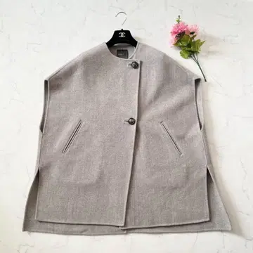 [컨디션 최상] 노블 MTR 리버 판초 베스트 캐시미어 혼방 울 베이지