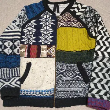 새상품급!! 데시구알 패치워크 집업 니트 블루종 L