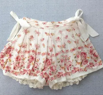 택 포함 LIZ LISA 꽃무늬 사이드 리본 치마바지 레이스 포함