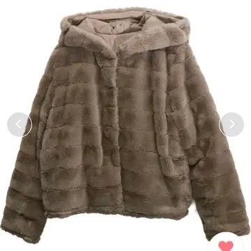 libelle more 보더 퍼 퀼트 리버서블 후드 부착 숏 코트