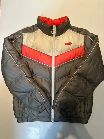 PUMA 다운 자켓 그레이/레드