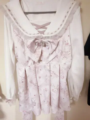 LIZLISA Sewing Bear 패턴 셋업 핑크