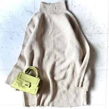 새상품급 띠어리 theory 하이넥 니트 튜닉 패치워크 편직