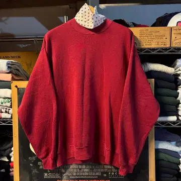 90s vintage USA제 모크넥 맨투맨 크림슨
