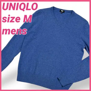 유니클로 UNIQLO 캐시미어 V넥 스웨터 블루 남성용