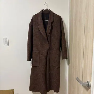 [ INGNI ] 브라운 체크 체스터 코트 허리 리본 포함