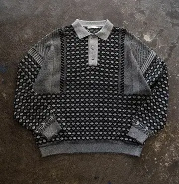 YASHIKI 25AW Rikka Knit 피케 셔츠 그레이